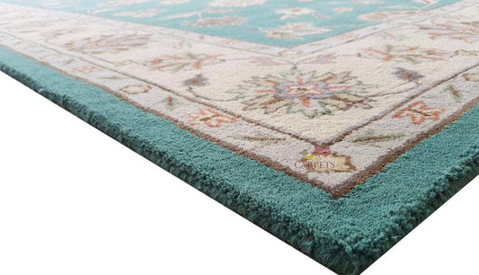 Green colored designer persian carpet for your home