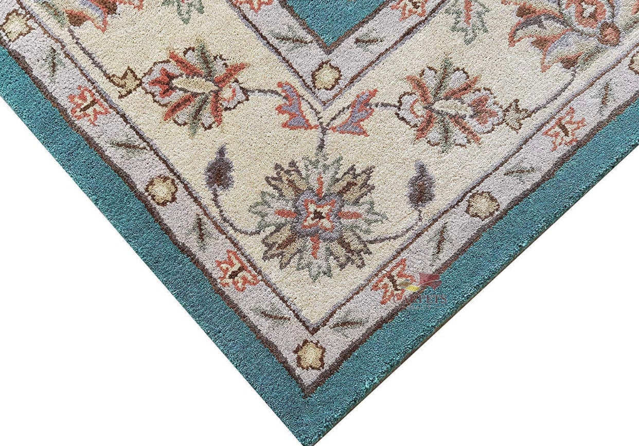 Green colored designer persian carpet for your home