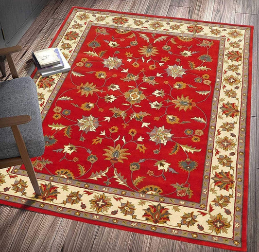 Red color designer persian carpet for your sweet home