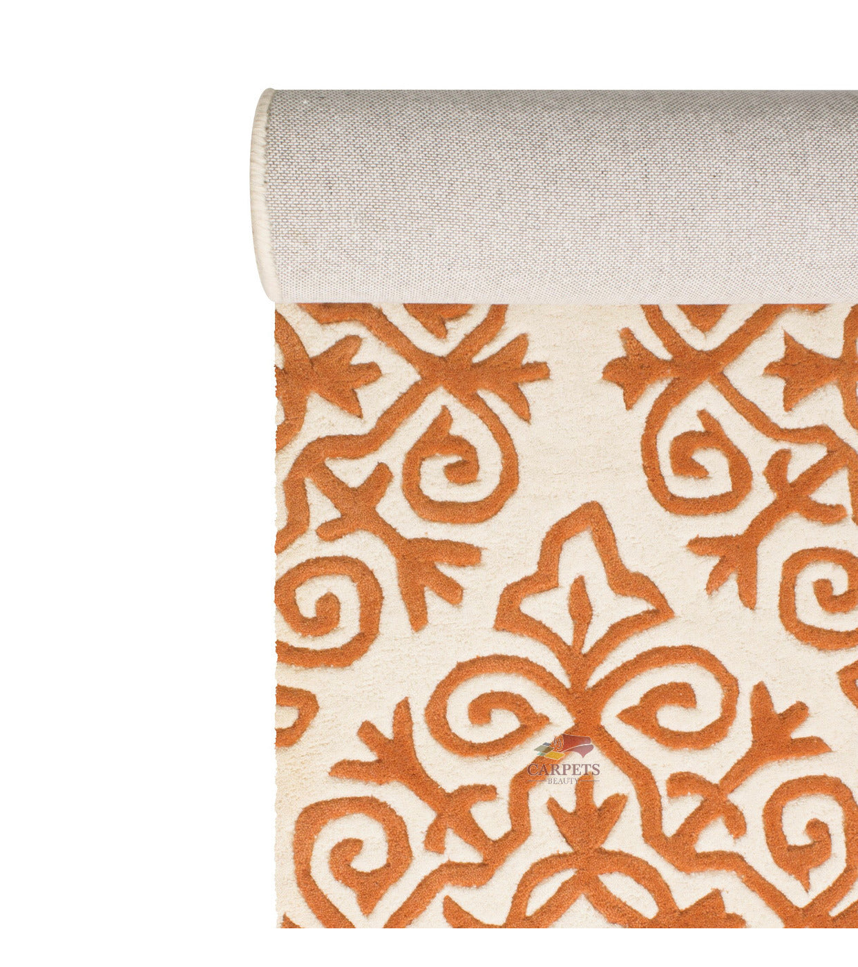 Orange white Floral Carpets for bedrooms and living rooms