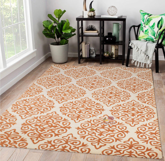 Orange white Floral Carpets for bedrooms and living rooms