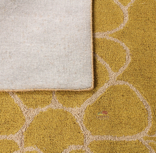 Medallion Yellow Color Floral Woolen Carpets for bedrooms and living rooms