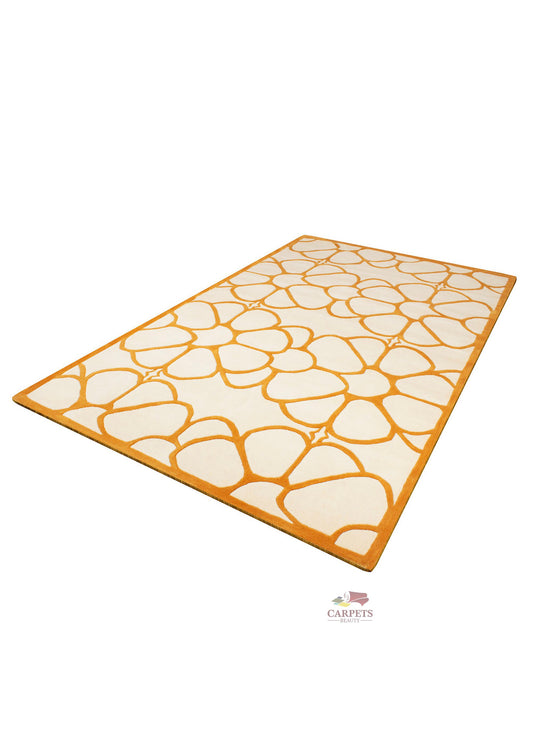 White Yellow Color Floral Woolen Carpets for bedrooms and living rooms