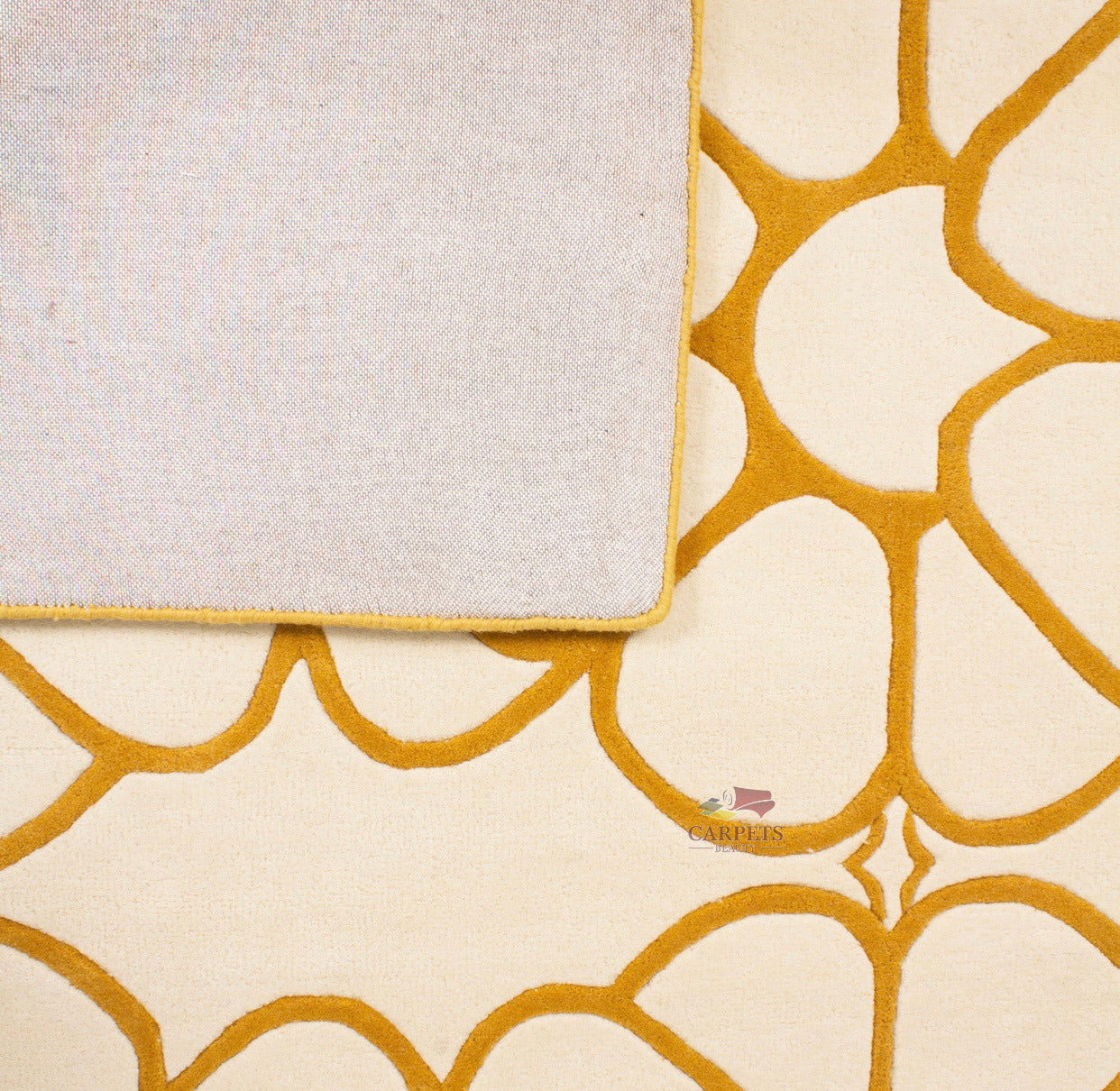 White Yellow Color Floral Woolen Carpets for bedrooms and living rooms