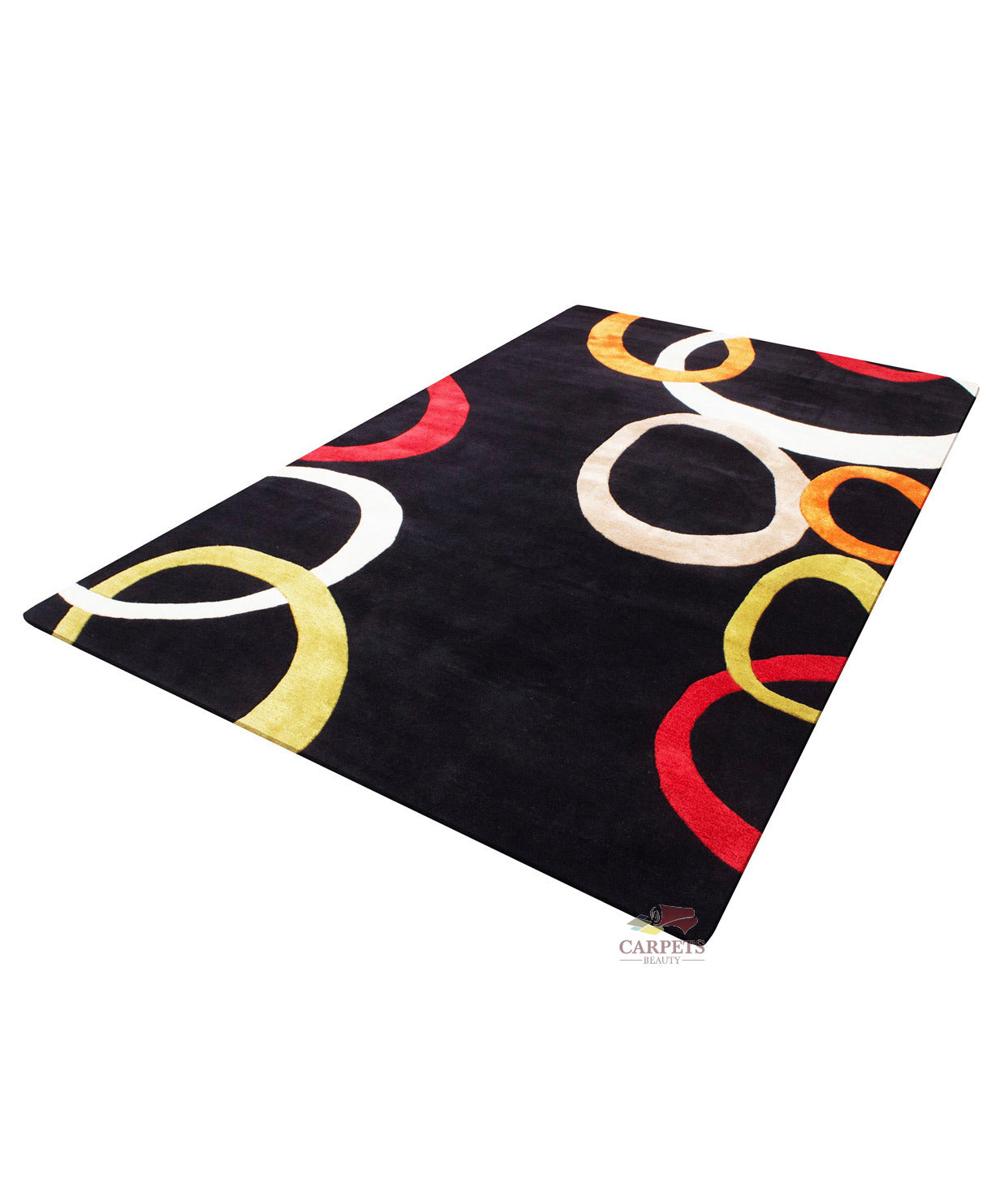 Black Geometric Woolen Rug for bedrooms and drawing living rooms