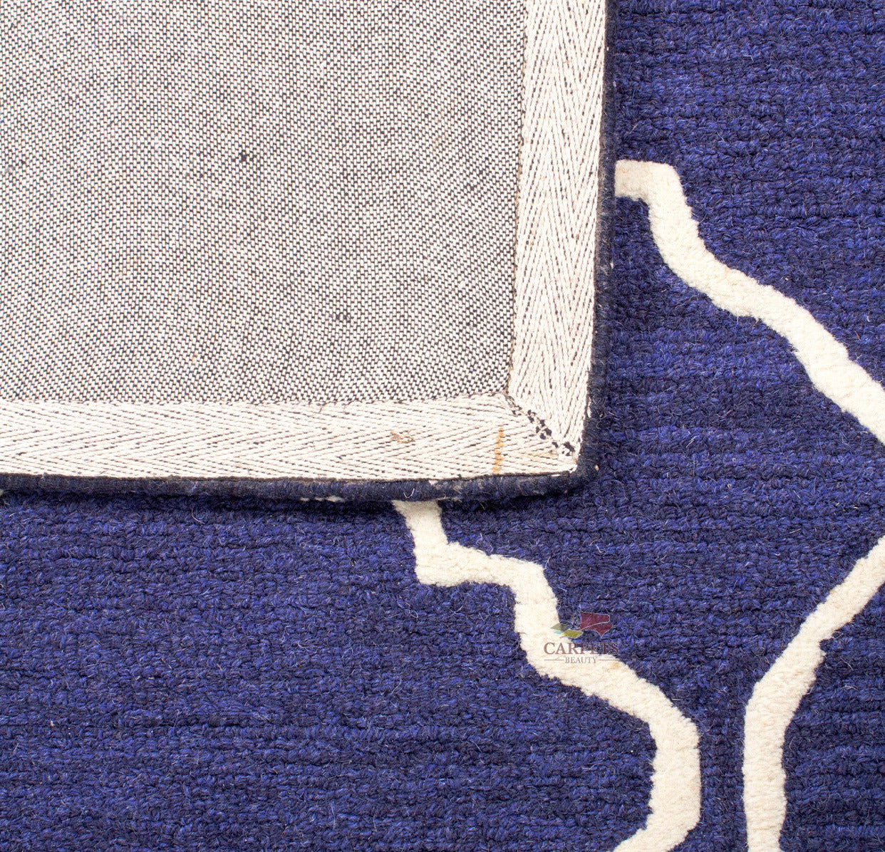 Blue Geometric Woolen Rug for bedrooms and drawing living rooms