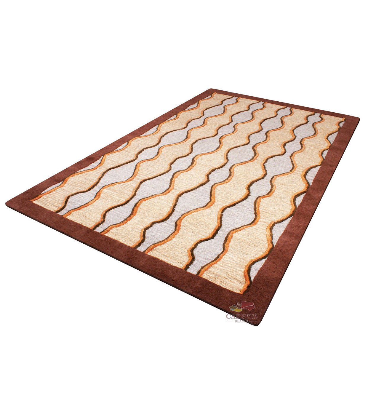Beige Waves Modern Pattern Woolen  fCarpetor bedrooms and living rooms