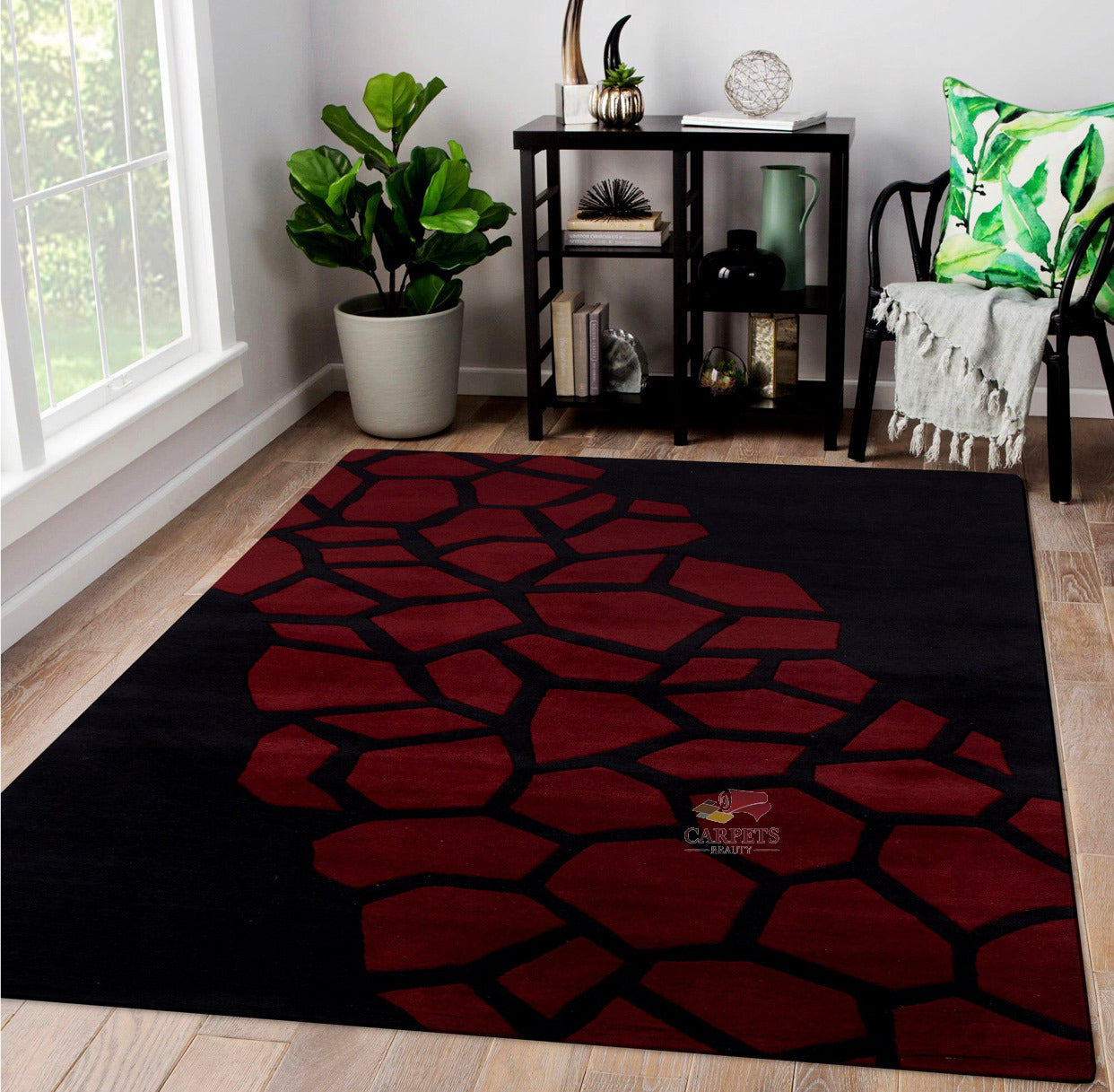 Red Black Modern Pattern Woolen Carpet For Bedrooms And Living Rooms red-black-modern-pattern-woolen-carpet-for-bedrooms-and-living-rooms