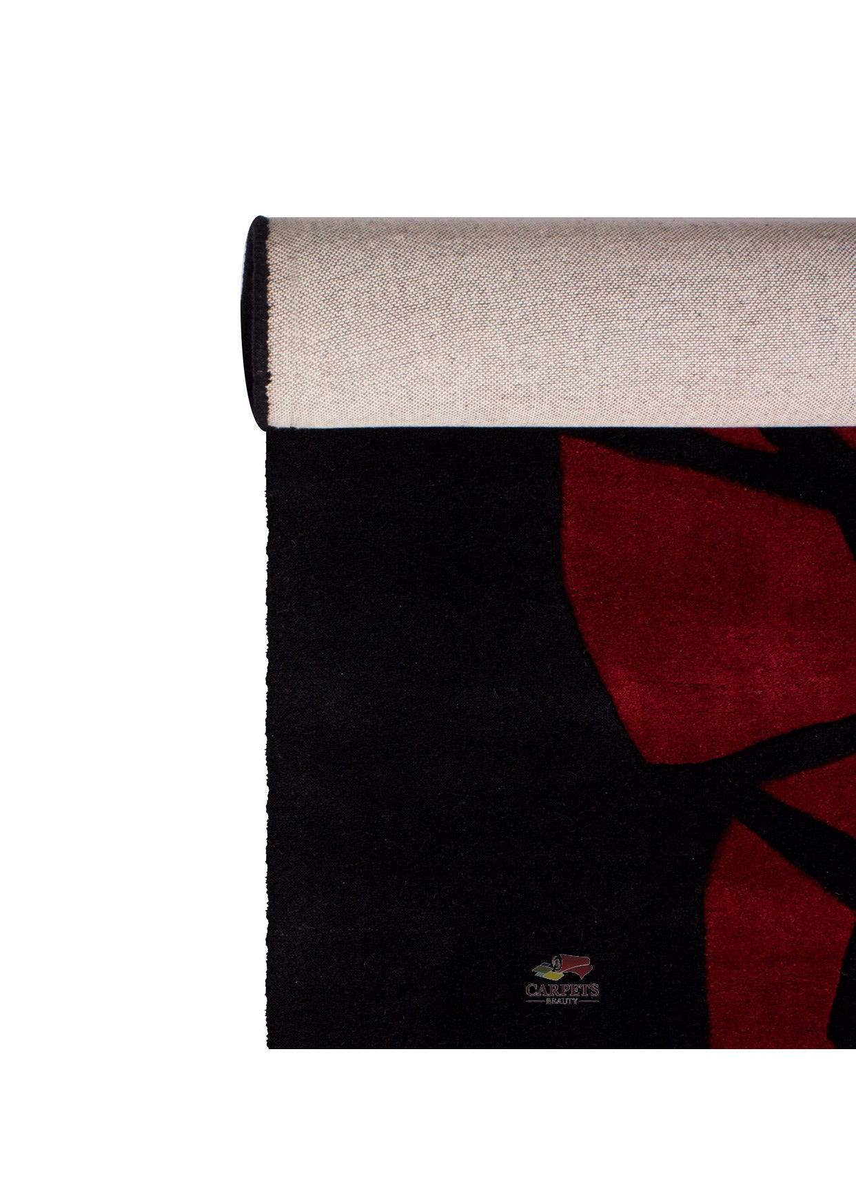 Red Black Modern Pattern Woolen Carpet for bedrooms and living rooms