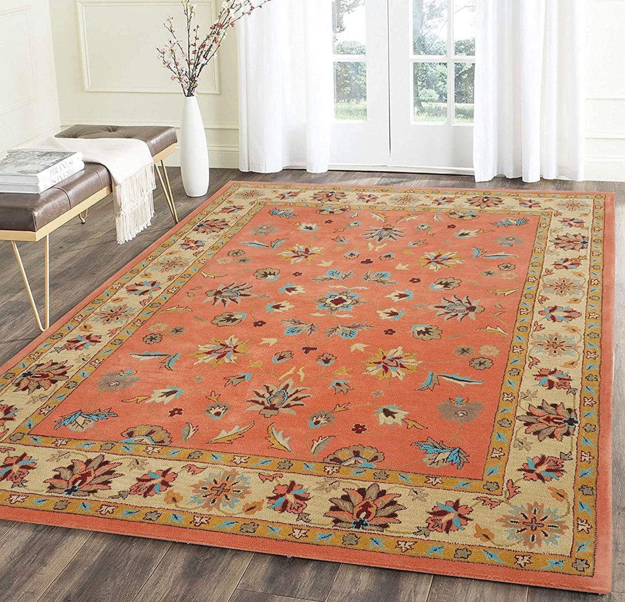 Orange color designer persian carpet for your drawing/living rooms