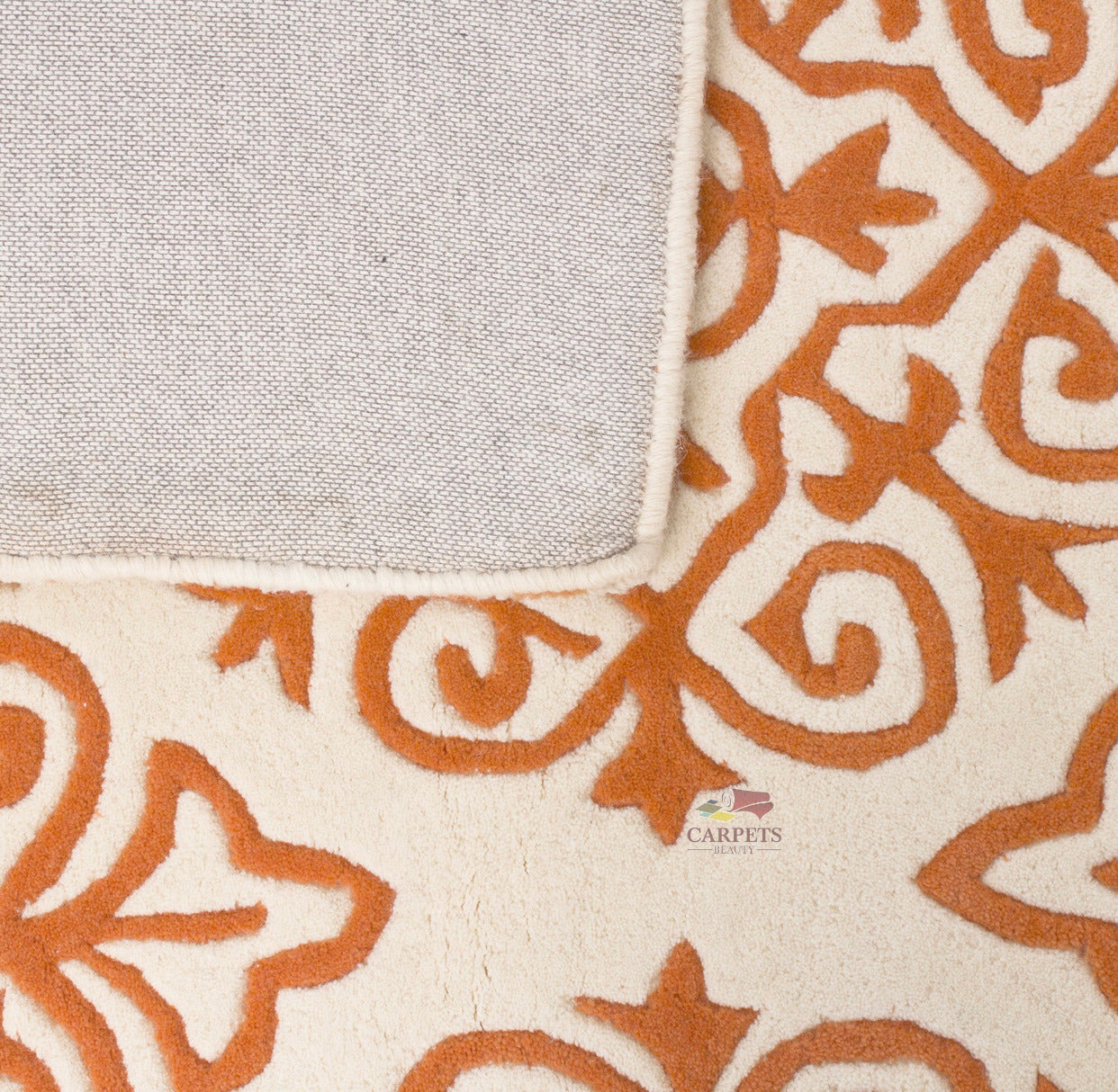 Orange white Floral Carpets for bedrooms and living rooms