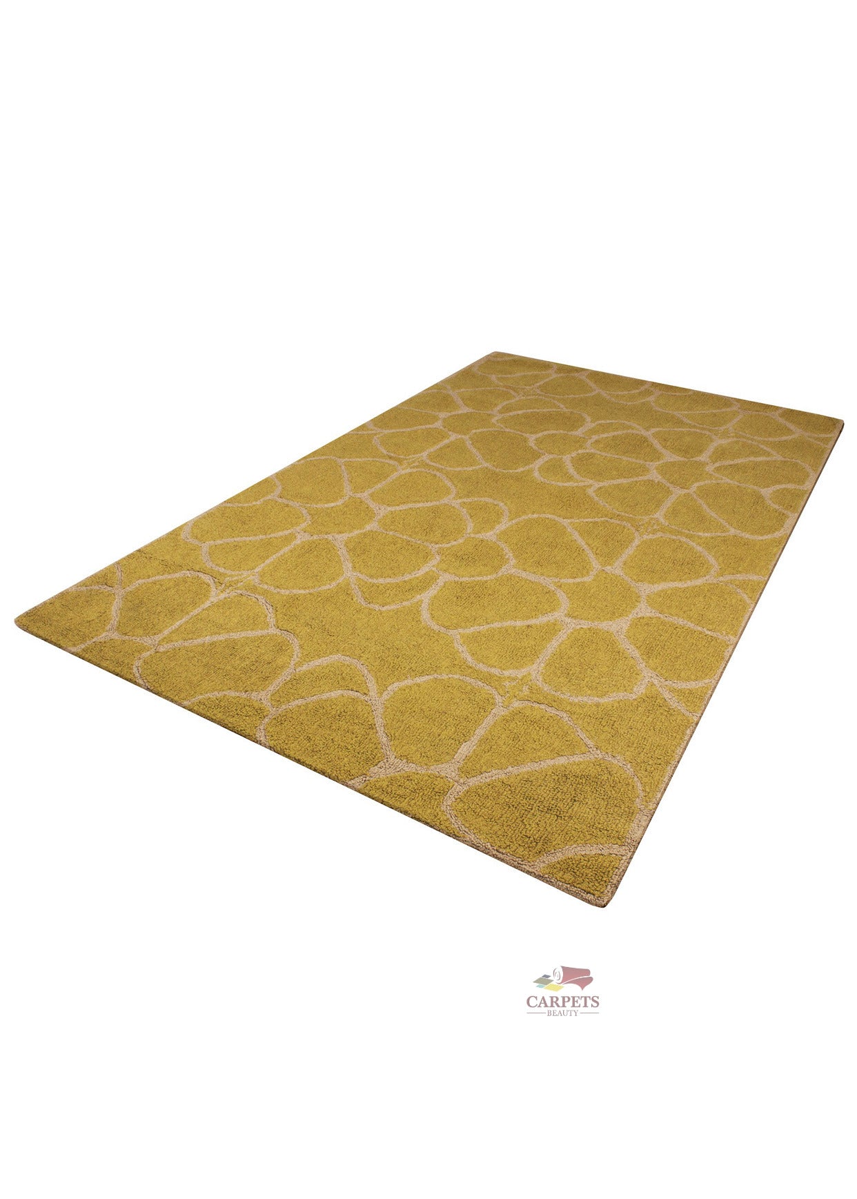 Medallion Yellow Color Floral Woolen Carpets for bedrooms and living rooms