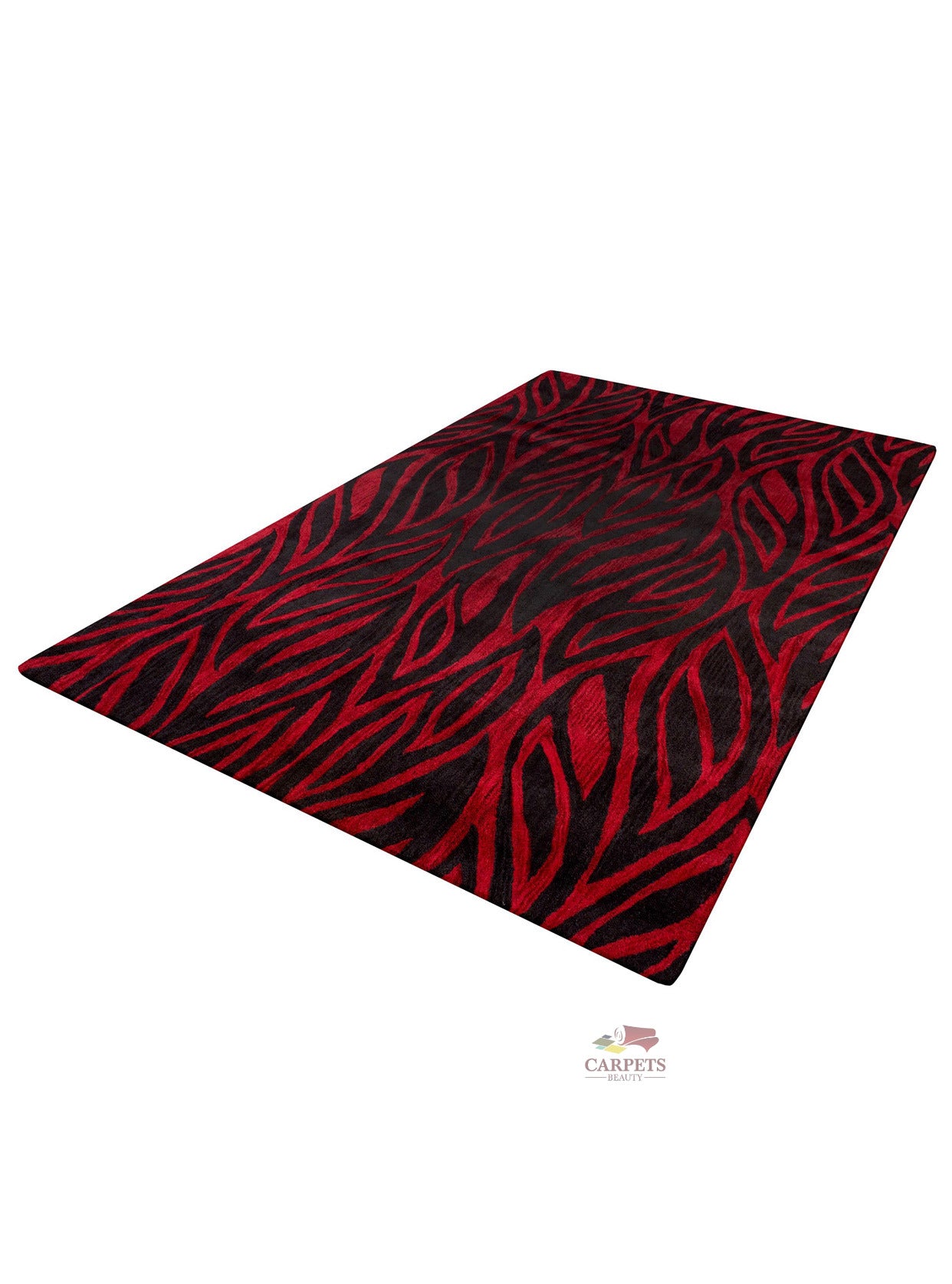 Beautiful red black Leaf pattern Woolen Rug for bedrooms and living rooms