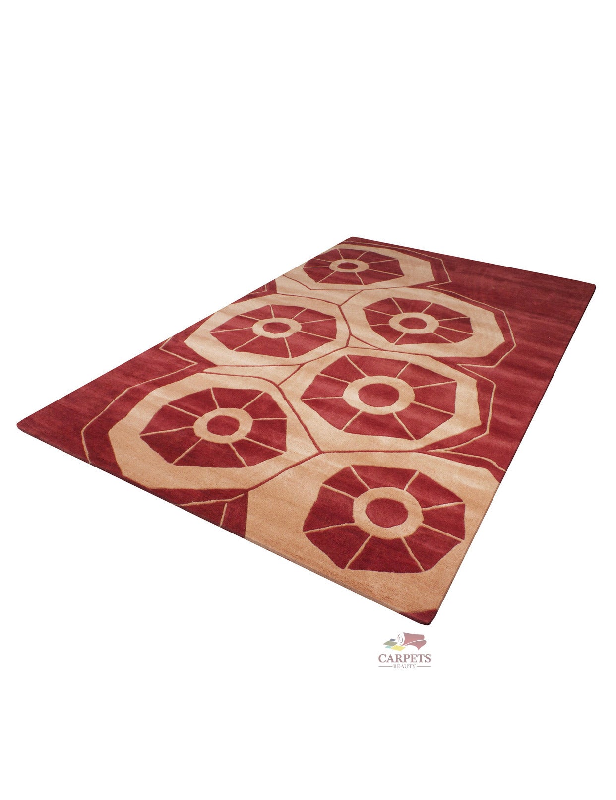 Beautiful Red Geometric Woolen Rug for bedrooms and living rooms