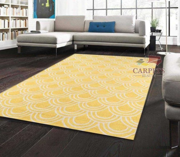 Yellow color Modern Pattern Rug for bedrooms and drawing living rooms